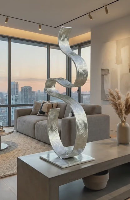 Abstract Metal Sculpture: Contemporary Art titled Swirv