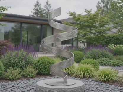 Silver Metal Art Sculpture: Handcrafted Luxury Modern Art Twist, Indoor or Outdoor