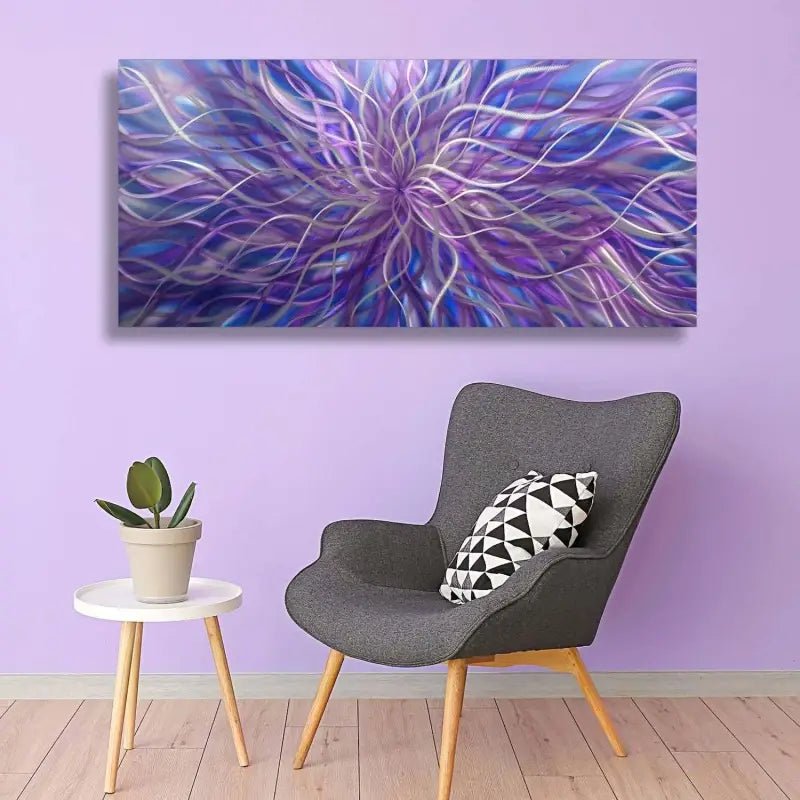 Purple Metal Wall Art Titled "Radiation" - Modern Elements Metal Art - MEJD890L