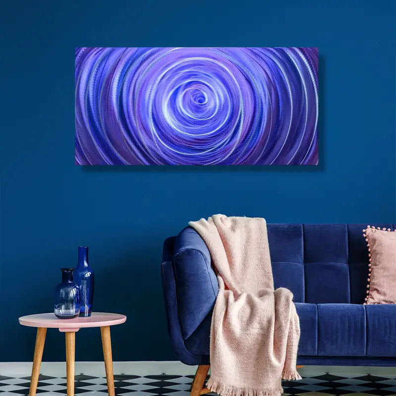 Large Metal Wall Art Titled "Wormhole" (Purple & Blue Edition) - Modern Elements Metal Art