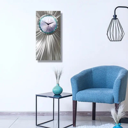 Rectangular Wall Clock Titled "Floryce" - Modern Elements Metal Art - ME057378NV