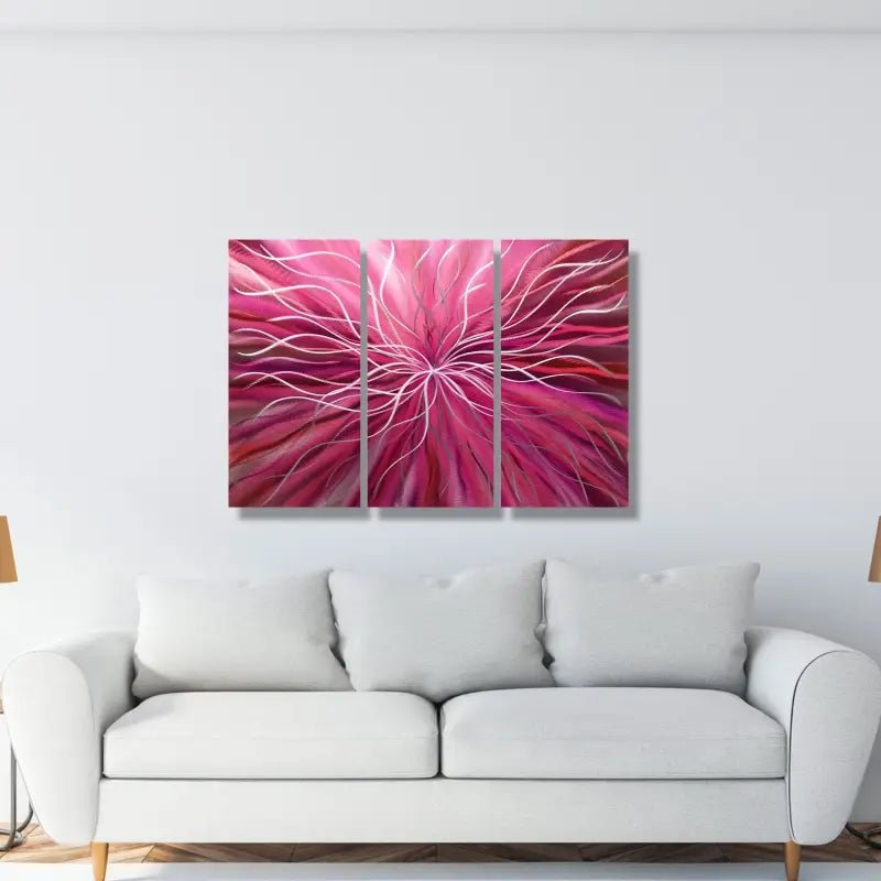 Red 3 Piece Metal Wall Art Titled "Radiation" - Modern Elements Metal Art - ME46582