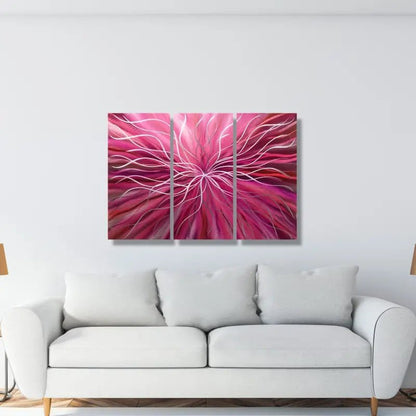 Red 3 Piece Metal Wall Art Titled "Radiation" - Modern Elements Metal Art - ME46582