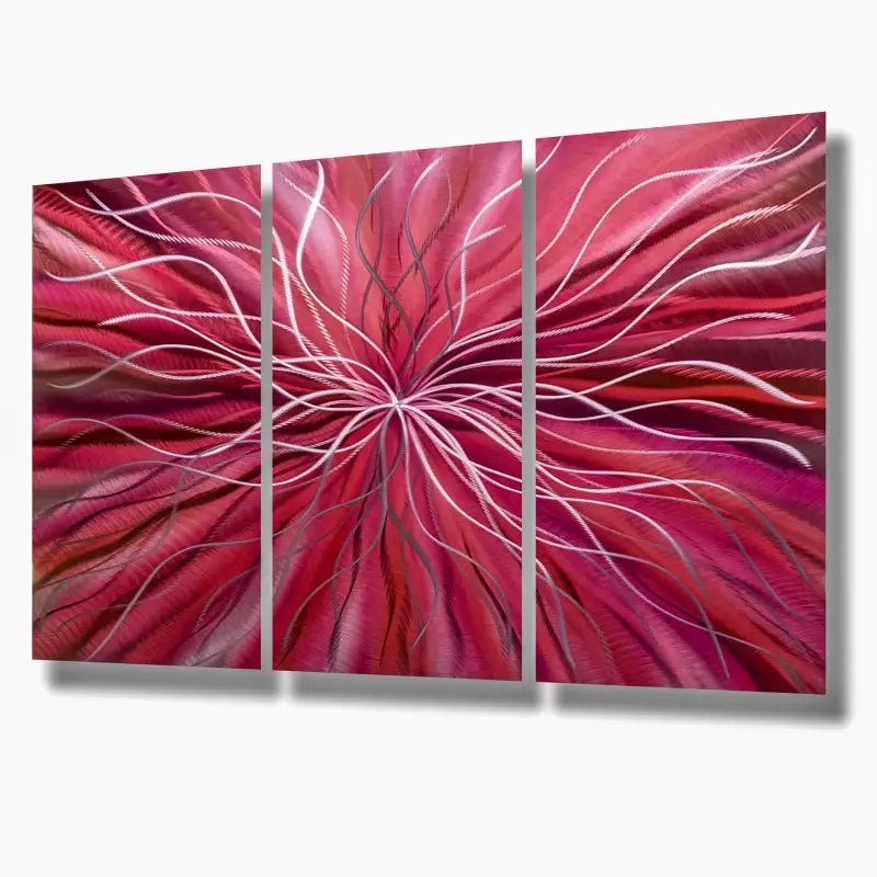 Red 3 Piece Metal Wall Art Titled "Radiation" - Modern Elements Metal Art - ME46582