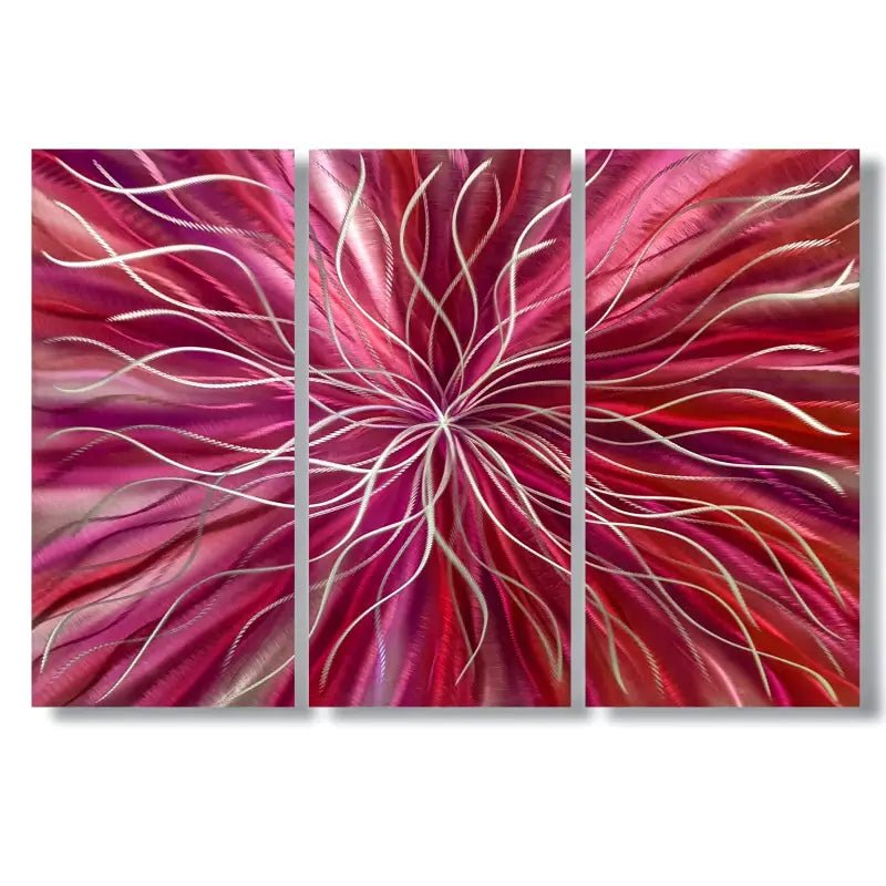 Red 3 Piece Metal Wall Art Titled "Radiation" - Modern Elements Metal Art - ME46582