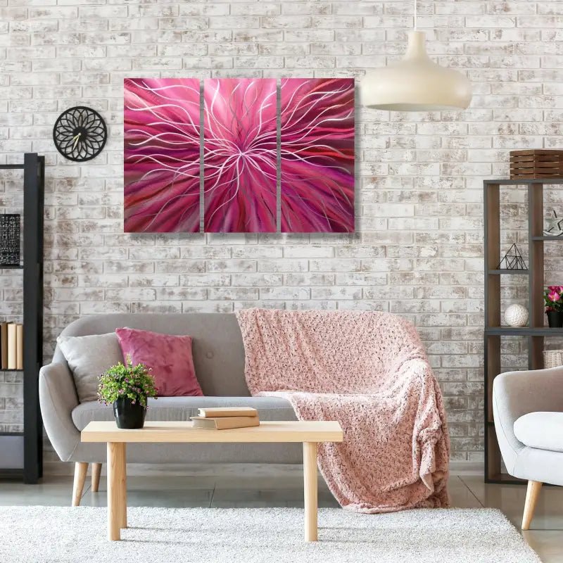 Red 3 Piece Metal Wall Art Titled "Radiation" - Modern Elements Metal Art - ME46582