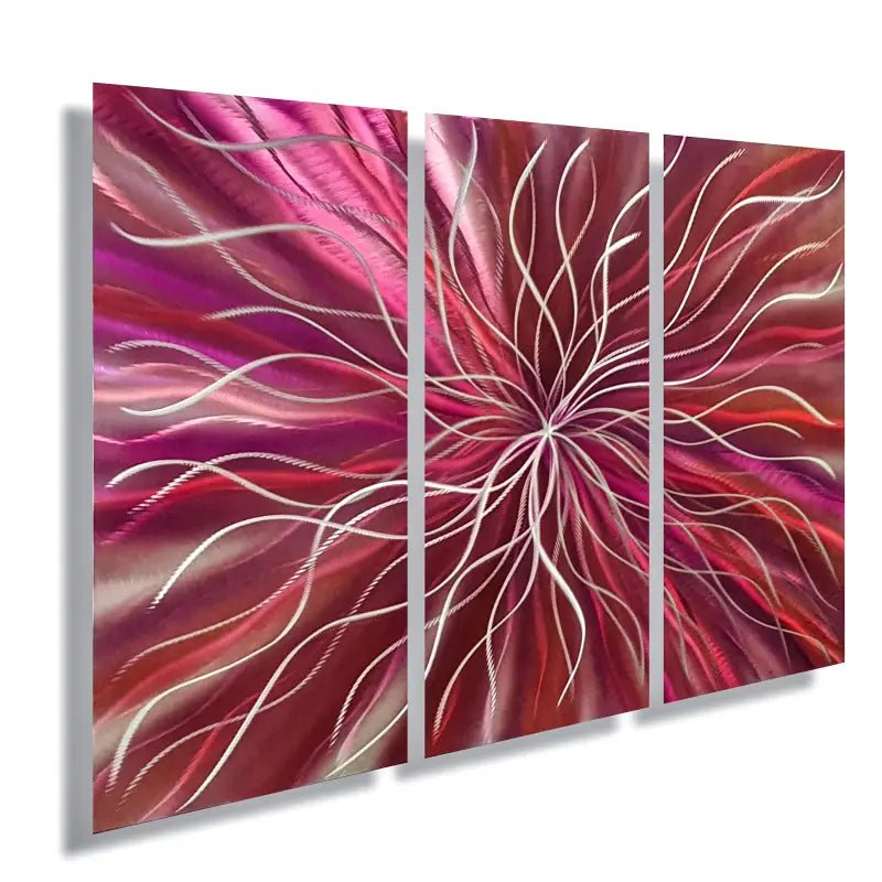 Red 3 Piece Metal Wall Art Titled "Radiation" - Modern Elements Metal Art - ME46582
