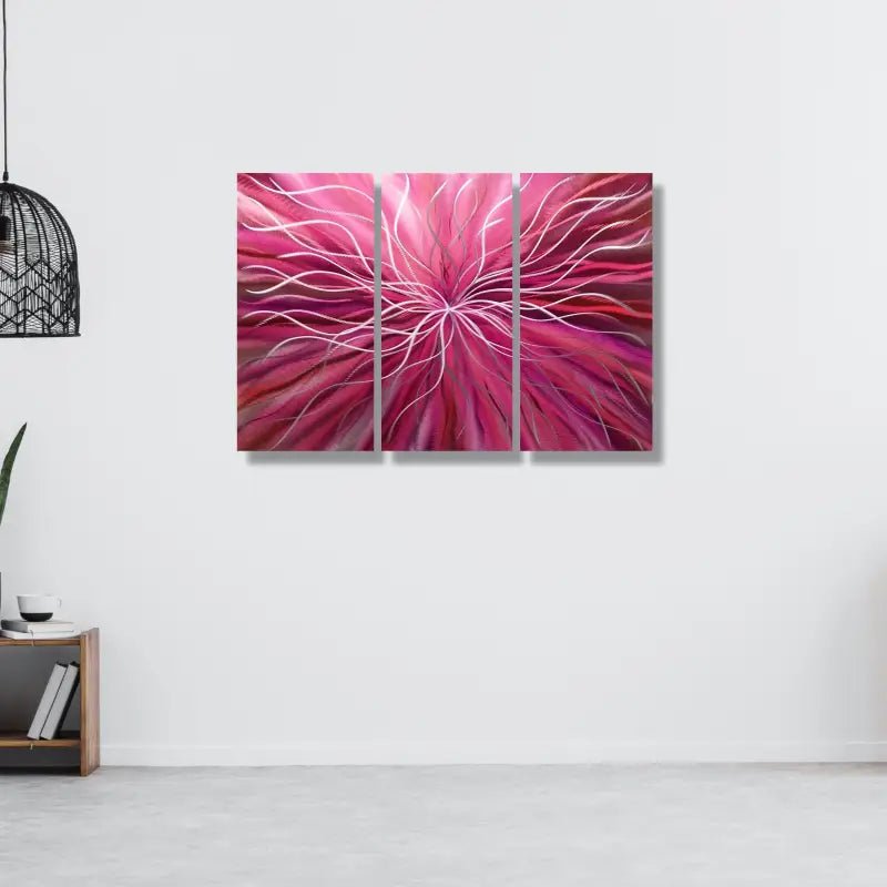 Red 3 Piece Metal Wall Art Titled "Radiation" - Modern Elements Metal Art - ME46582