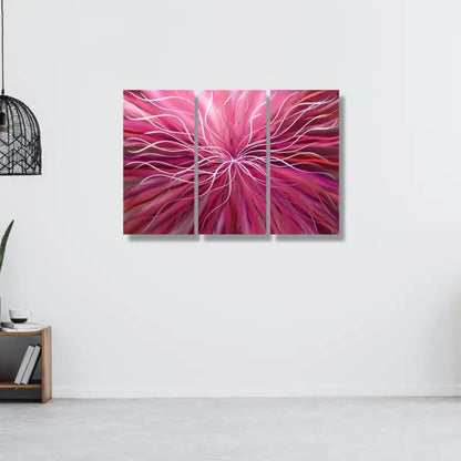 Red 3 Piece Metal Wall Art Titled "Radiation" - Modern Elements Metal Art - ME46582