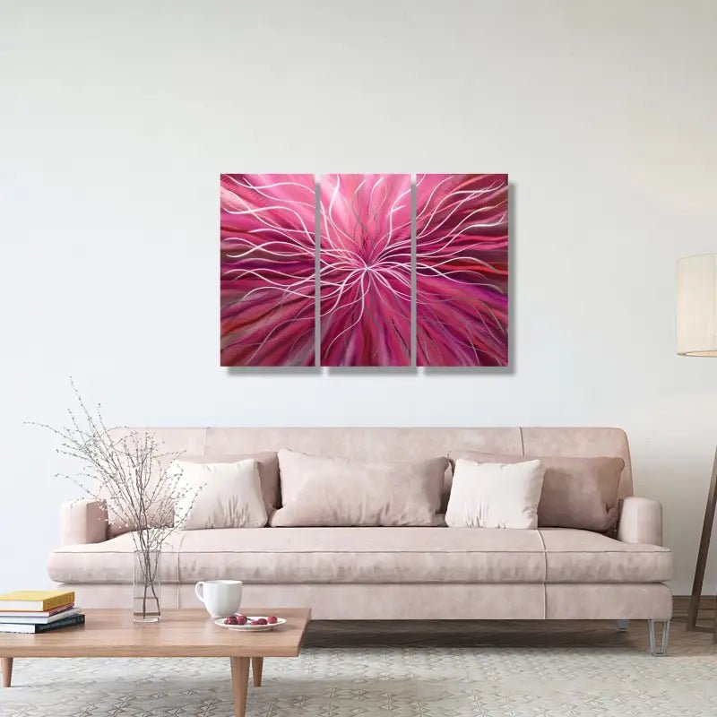Red 3 Piece Metal Wall Art Titled "Radiation" - Modern Elements Metal Art - ME46582