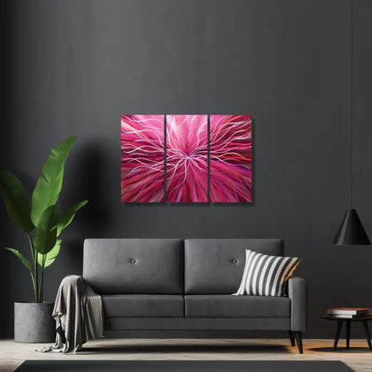 Red 3 Piece Metal Wall Art Titled "Radiation" - Modern Elements Metal Art - ME46582