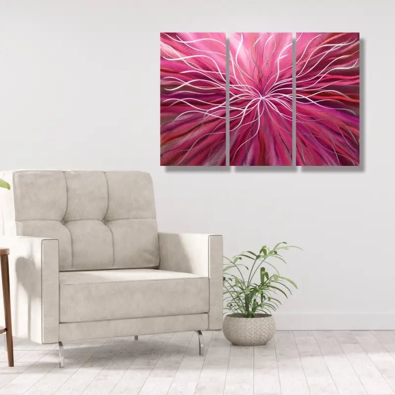 Red 3 Piece Metal Wall Art Titled "Radiation" - Modern Elements Metal Art - ME46582