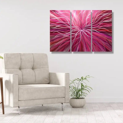 Red 3 Piece Metal Wall Art Titled "Radiation" - Modern Elements Metal Art - ME46582
