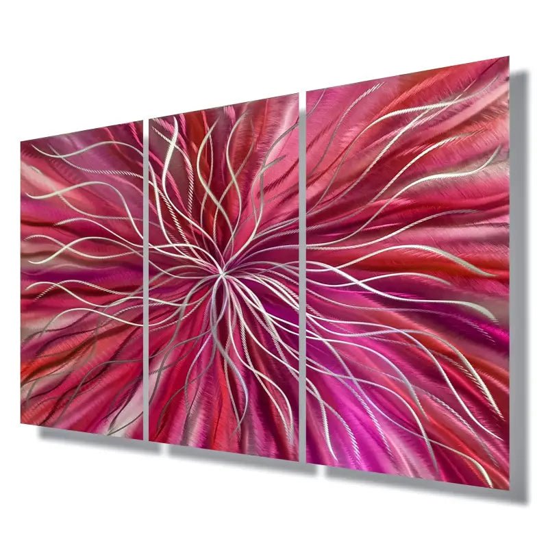 Red 3 Piece Metal Wall Art Titled "Radiation" - Modern Elements Metal Art - ME46582