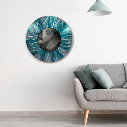 Teal Metal Wall Mirror Titled Radiation