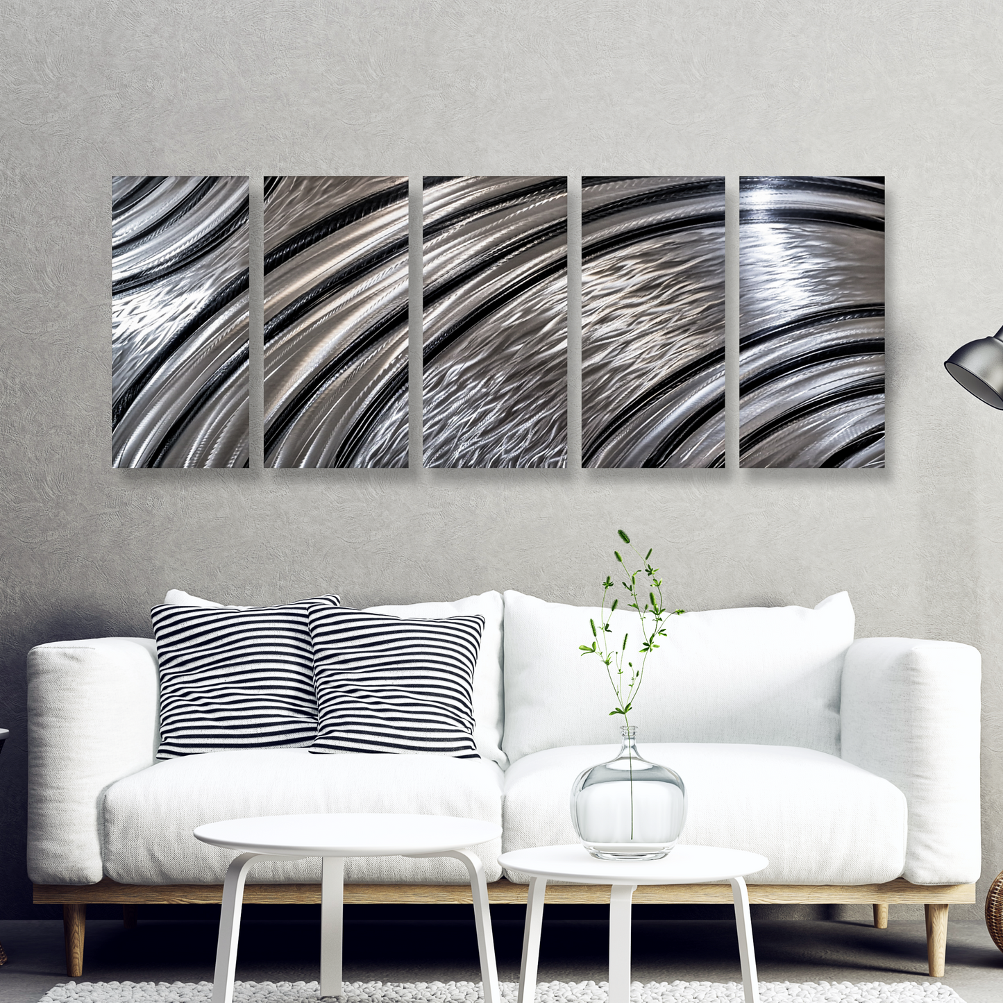 Extra Large Silver Wall Art Titled Riviera (Set of 5) Christopher Henderson