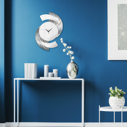 White & Silver Wall Clock Titled "Elliptical"