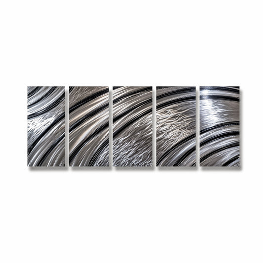 Extra Large Silver Wall Art Titled Riviera (Set of 5) Christopher Henderson