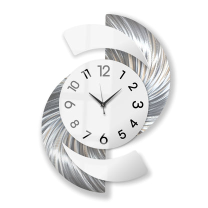 White & Silver Wall Clock Titled "Elliptical"