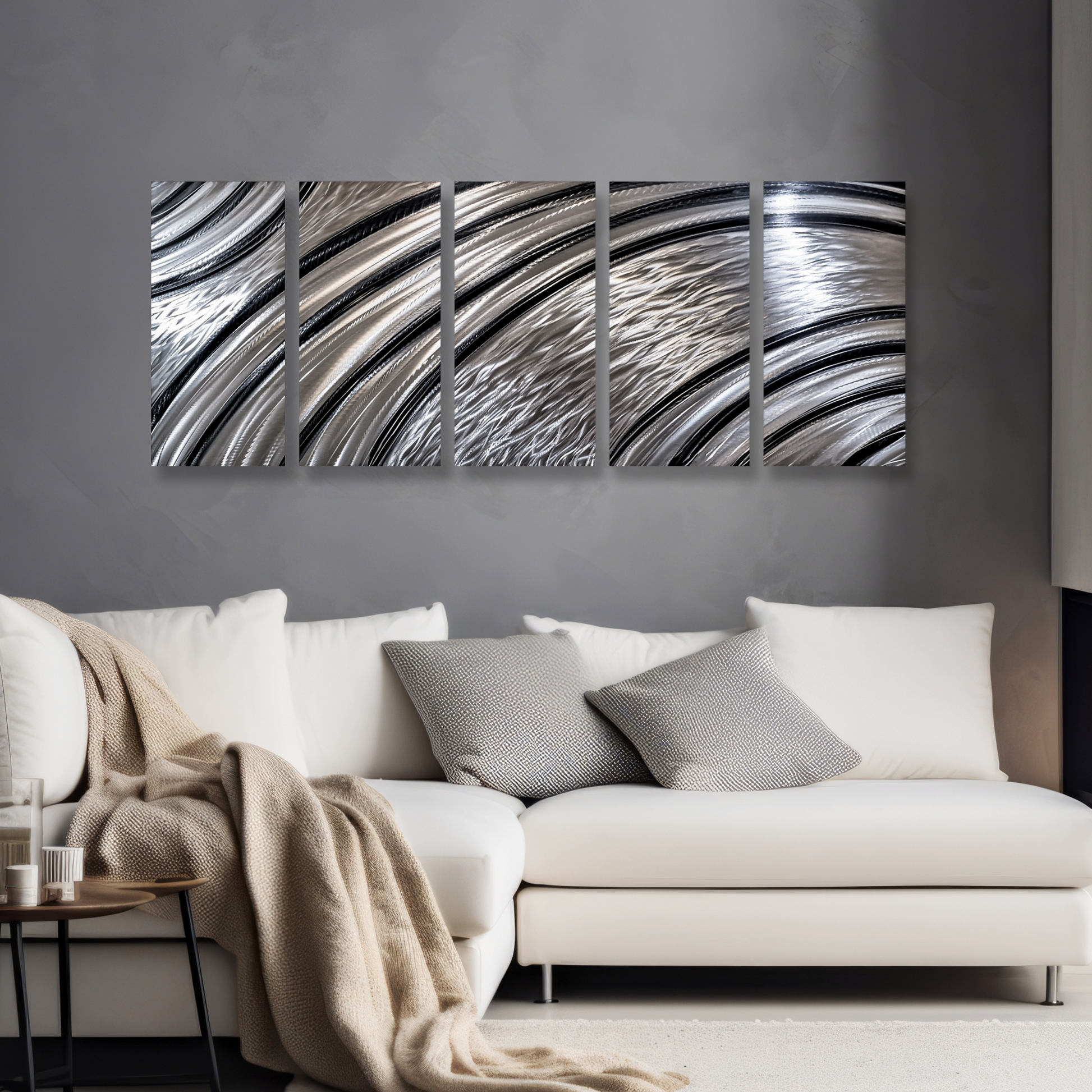 Extra Large Silver Wall Art Titled Riviera (Set of 5) Christopher Henderson