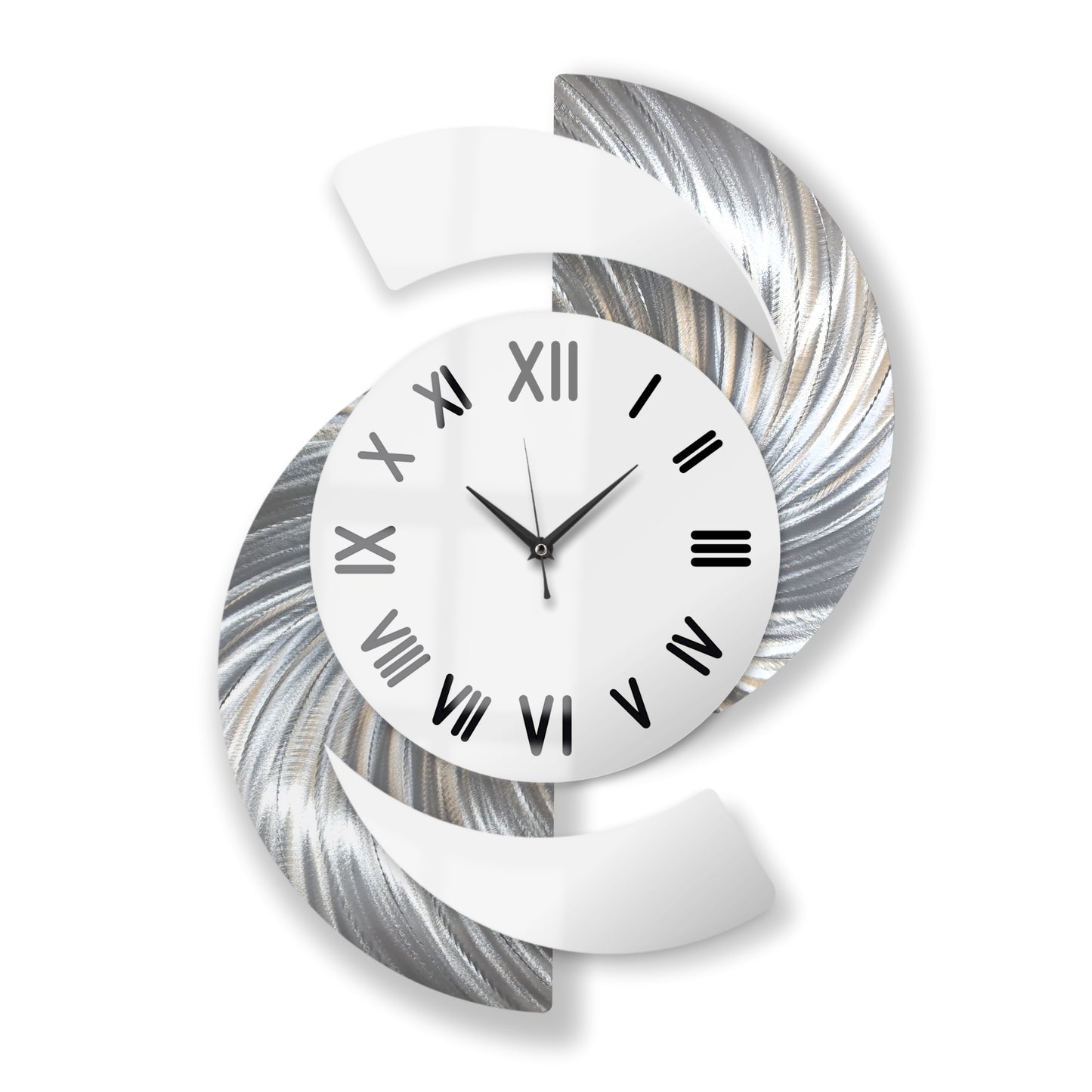 White & Silver Wall Clock Titled "Elliptical"