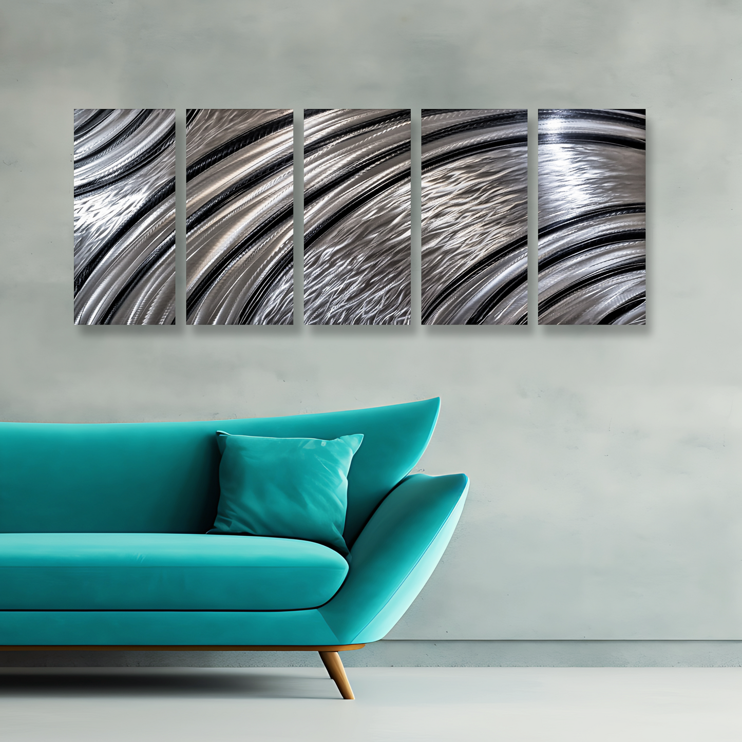 Extra Large Silver Wall Art Titled Riviera (Set of 5) Christopher Henderson