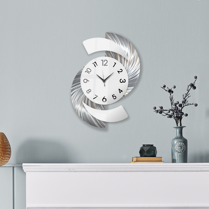 White & Silver Wall Clock Titled "Elliptical"