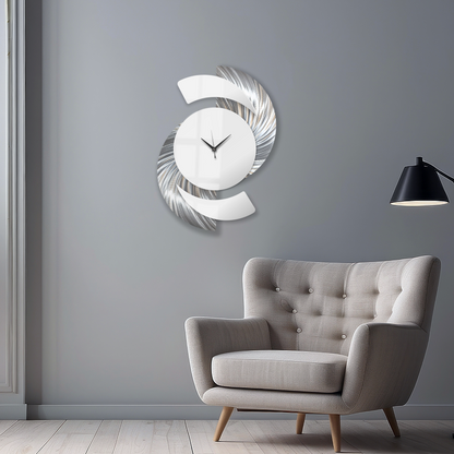 White & Silver Wall Clock Titled "Elliptical"