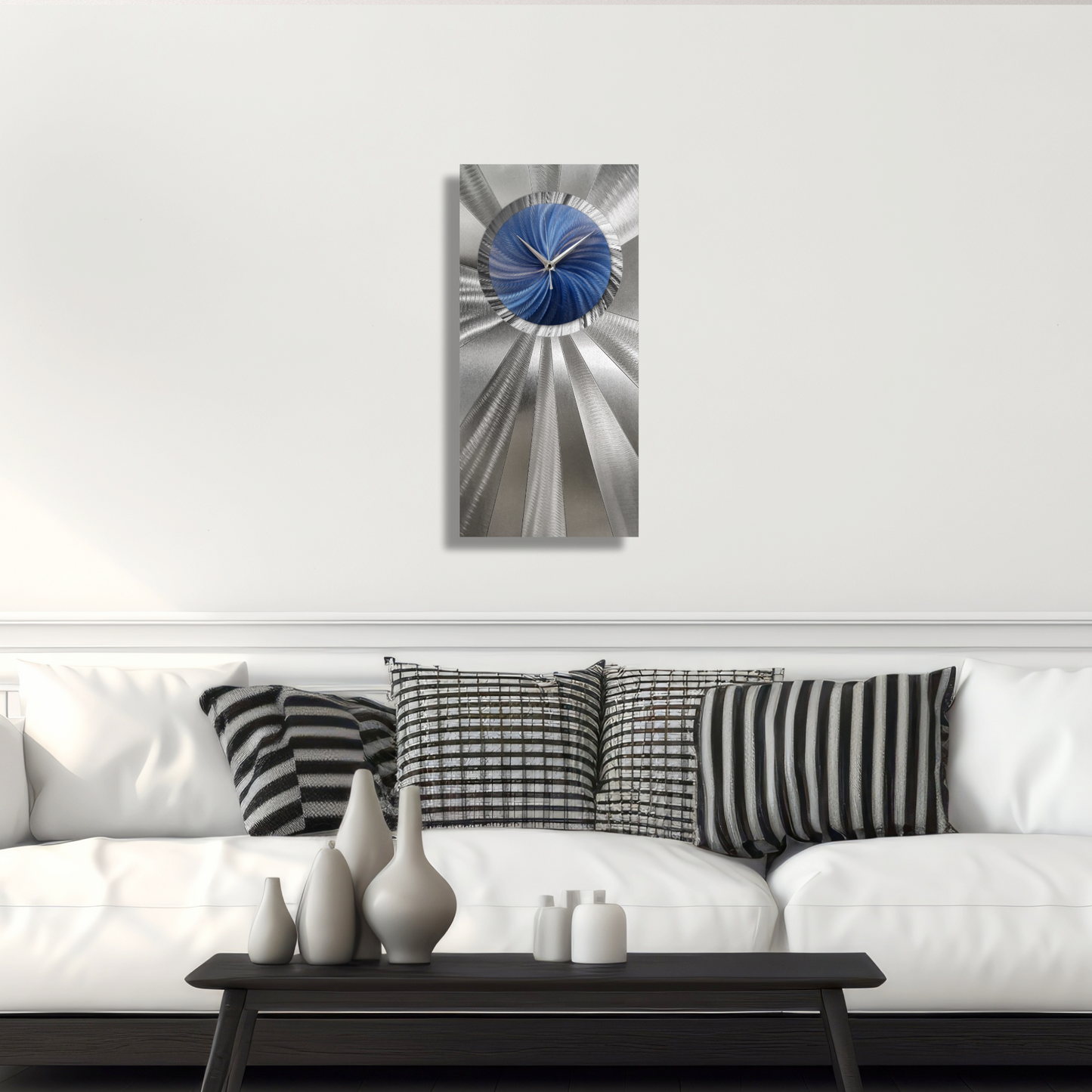 Blue and Silver Wall Clock Titled ’Elemental’ £149.99 Christopher Henderson