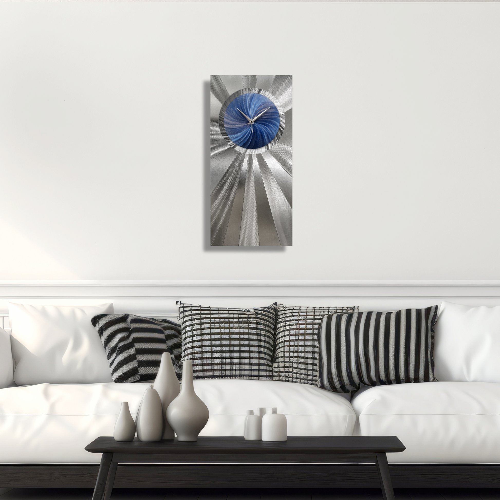 Blue and Silver Wall Clock Titled ’Elemental’ £149.99 Christopher Henderson