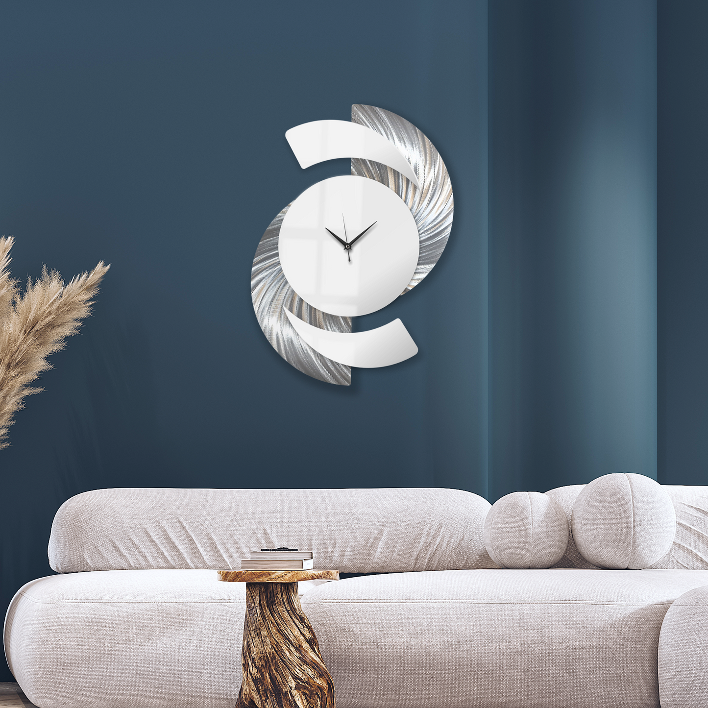 White & Silver Wall Clock Titled "Elliptical"