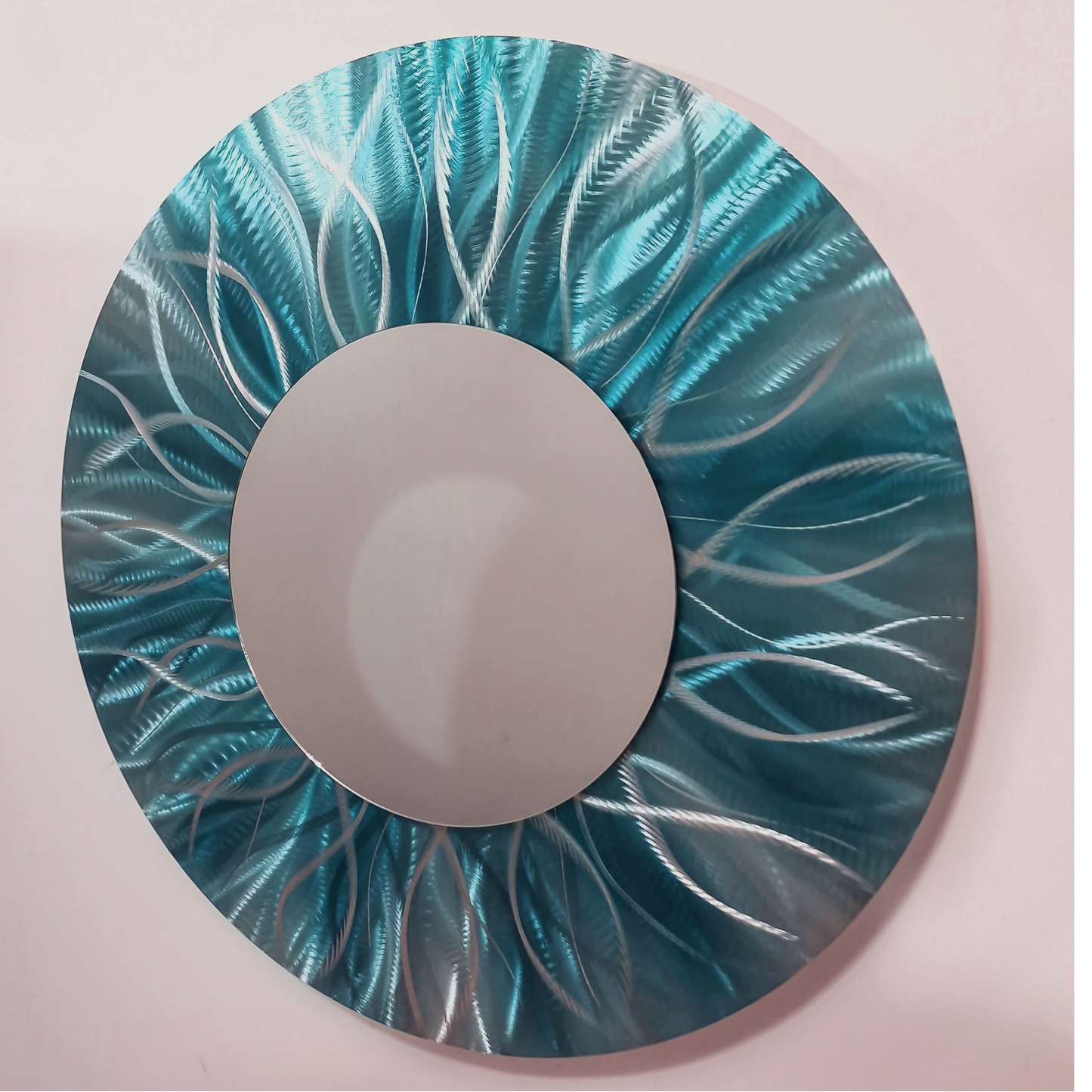 Teal Metal Wall Mirror Titled Radiation