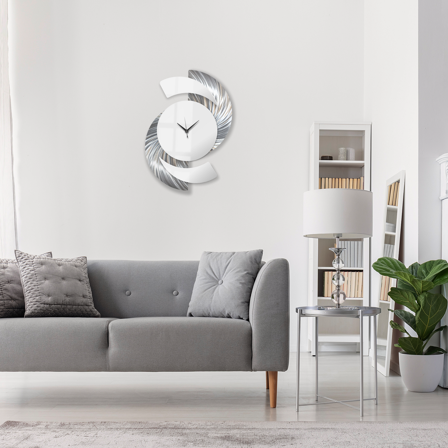 White & Silver Wall Clock Titled "Elliptical"