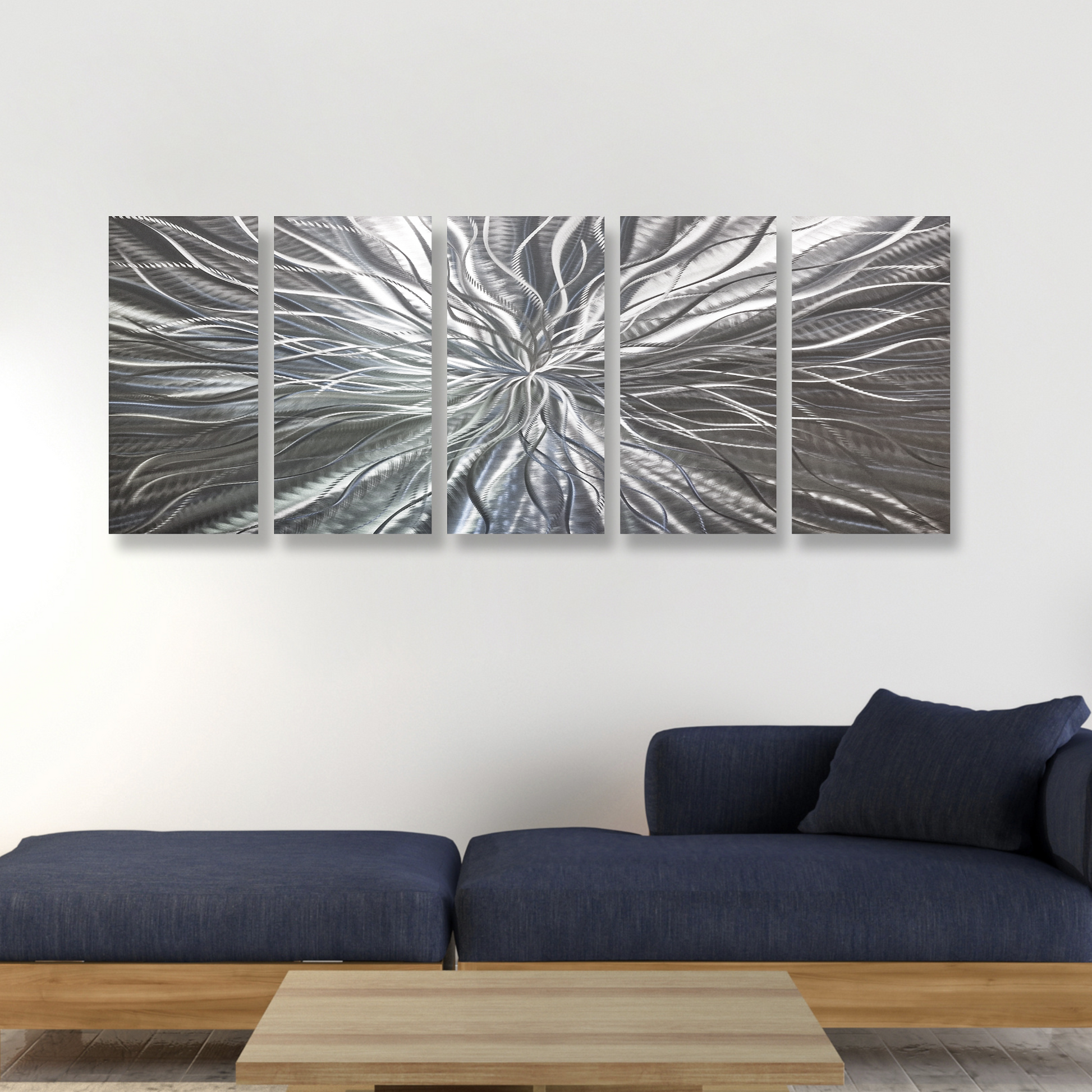 Extra Large Silver Metal Wall Art Titled Radiation (Set Christopher Henderson