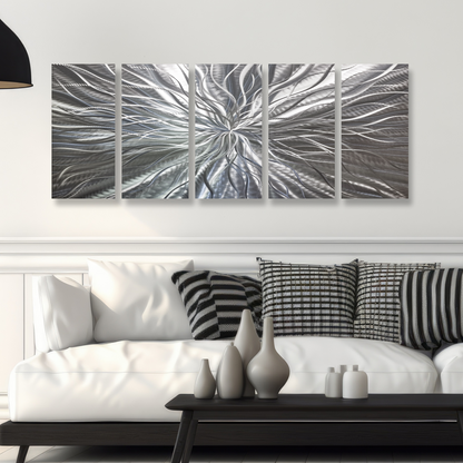 Extra Large Silver Metal Wall Art Titled Radiation (Set Christopher Henderson