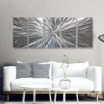 Extra Large Silver Metal Wall Art Titled Radiation (Set Christopher Henderson