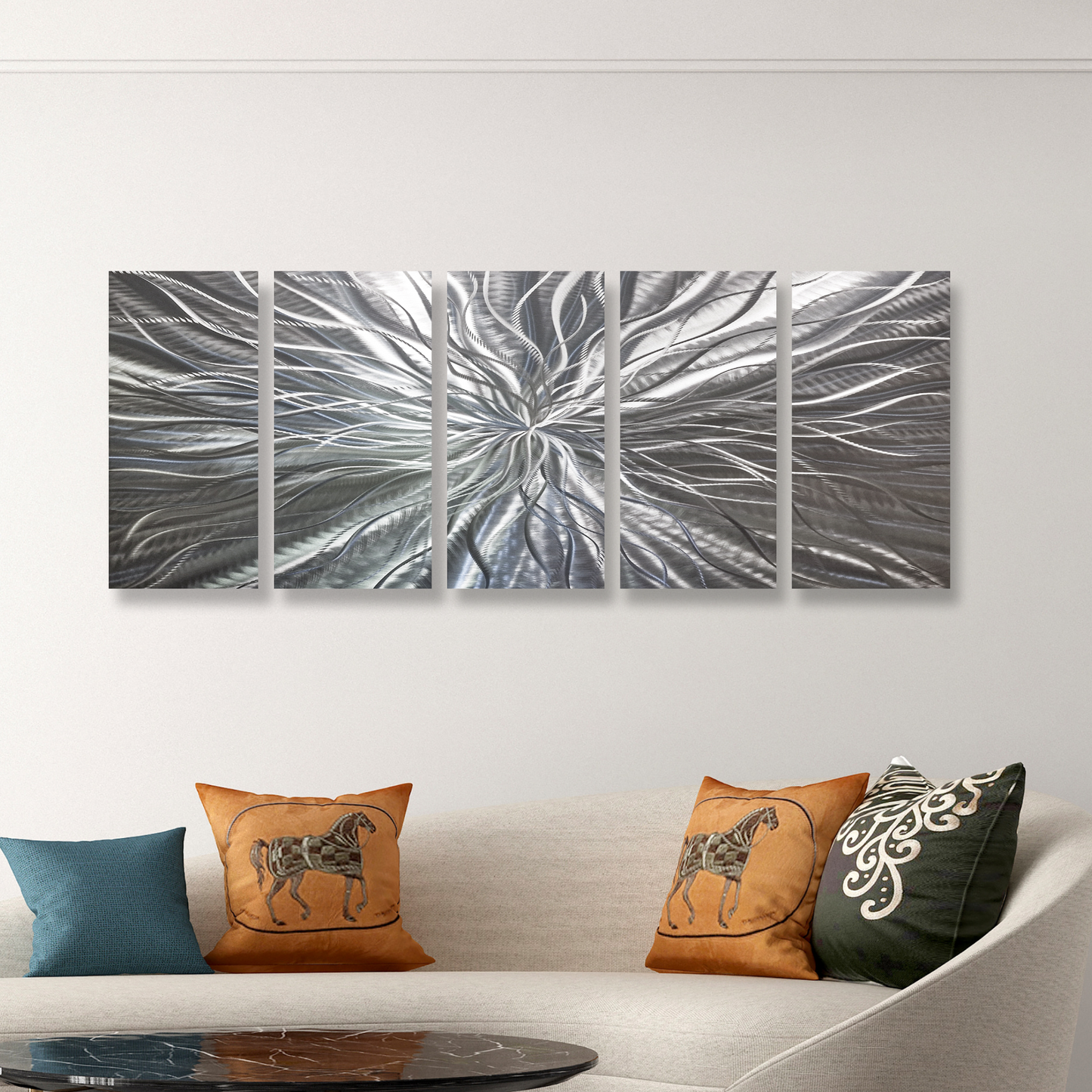 Extra Large Silver Metal Wall Art Titled Radiation (Set Christopher Henderson