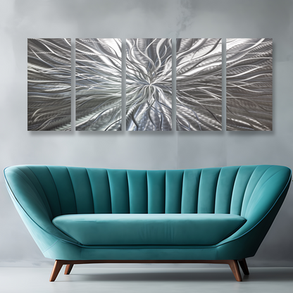 Extra Large Silver Metal Wall Art Titled Radiation (Set Christopher Henderson