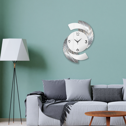 White & Silver Wall Clock Titled "Elliptical"