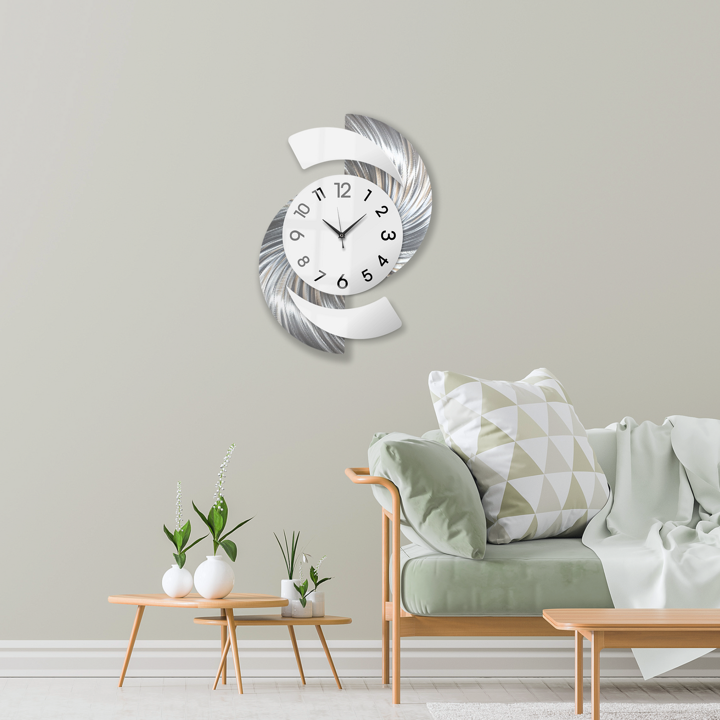 White & Silver Wall Clock Titled "Elliptical"