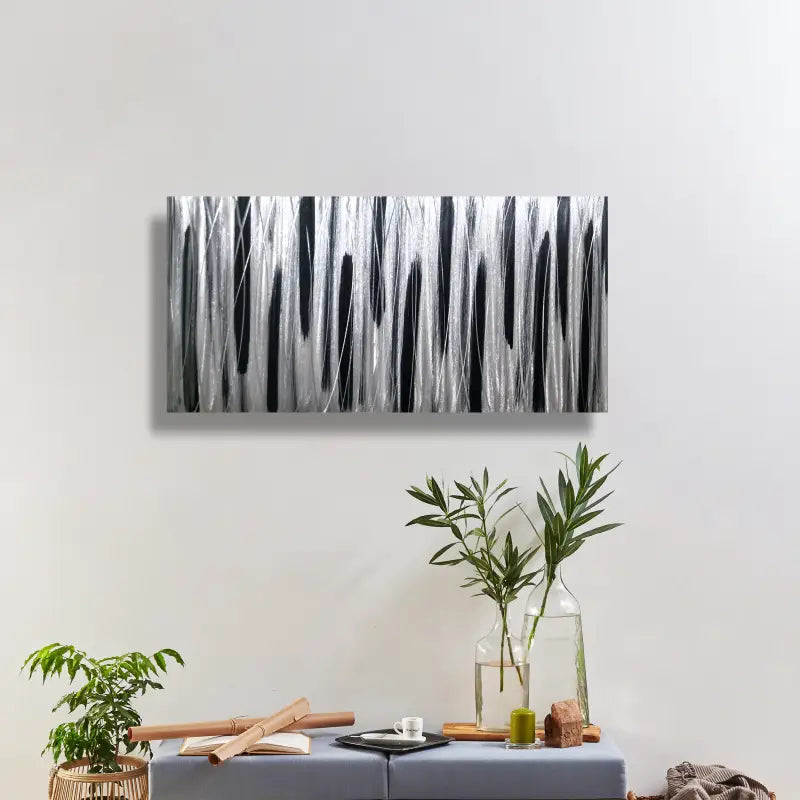 Silver and Black Wall Art Titled Stroke of Brilliance Christopher Henderson