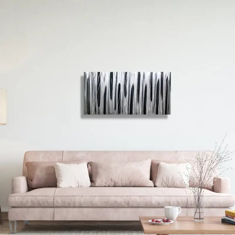 Silver and Black Wall Art Titled Stroke of Brilliance - Modern Elements Metal Art