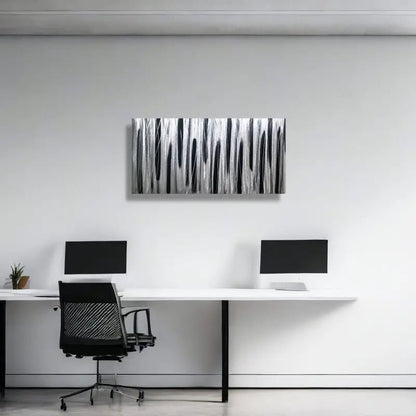 Silver and Black Wall Art Titled Stroke of Brilliance - Modern Elements Metal Art