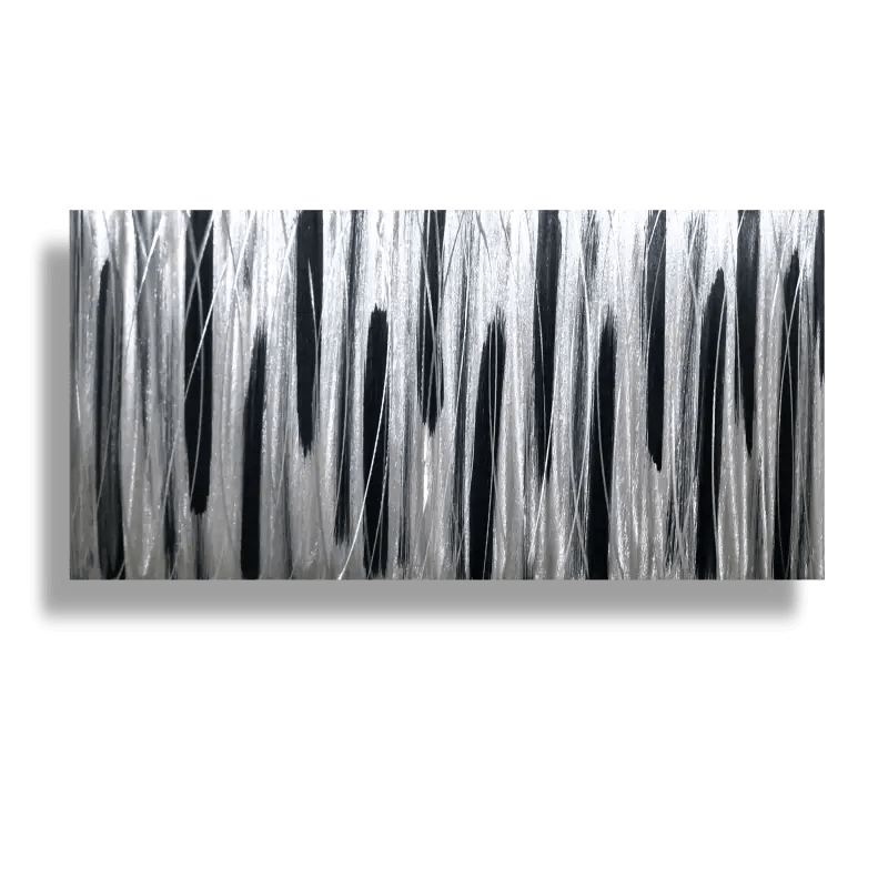 Silver and Black Wall Art Titled Stroke of Brilliance - Modern Elements Metal Art