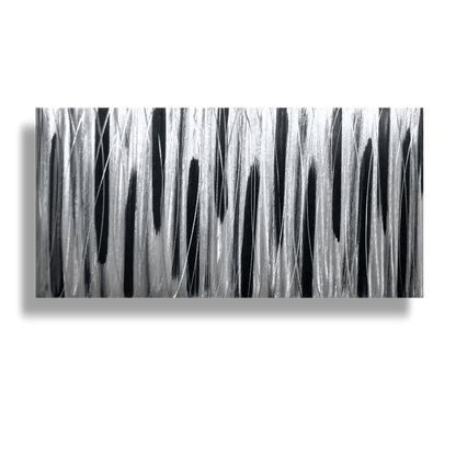 Silver and Black Wall Art Titled Stroke of Brilliance - Modern Elements Metal Art