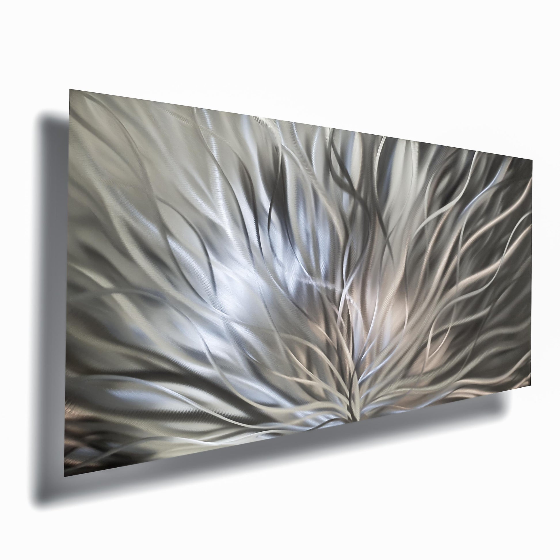 Silver Large Metal Wall Artwork Titled Inbloom - Modern Elements Metal Art - MY8FY6OI