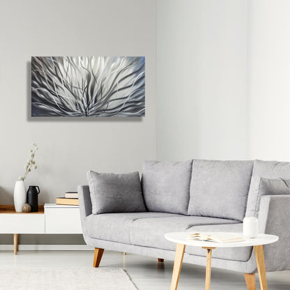 Silver Large Metal Wall Artwork Titled Inbloom - Modern Elements Metal Art - MY8FY6OI