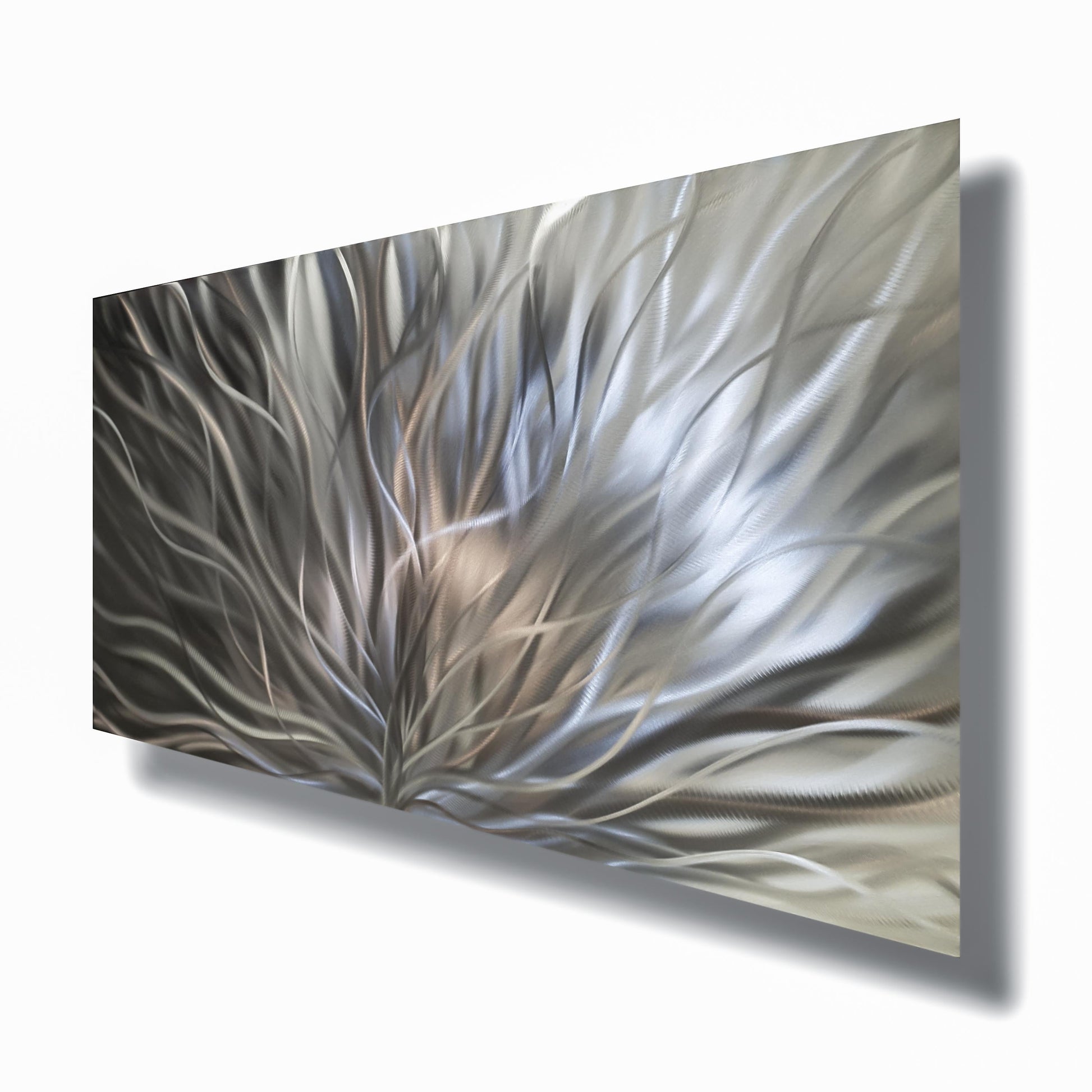 Silver Large Metal Wall Artwork Titled Inbloom - Modern Elements Metal Art - MY8FY6OI