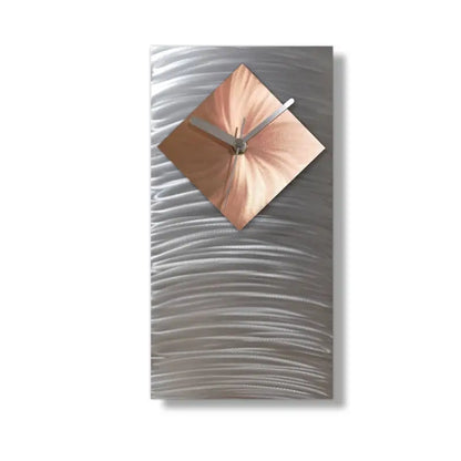 Silver Large Metal Wall Clock - Rose Gold Copper Feature Christopher Henderson