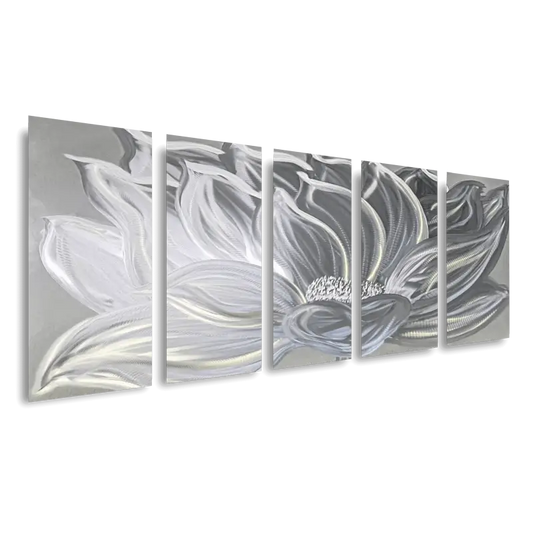 a set of three abstract metal wall art pieces